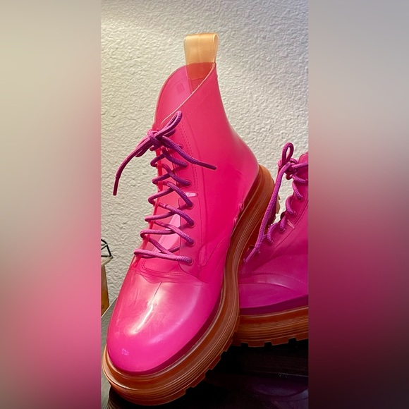 Super Hot MELISSA Pink Jelly Boots Colorblock SOLD OUT Size 8 - Picture 8 of 9